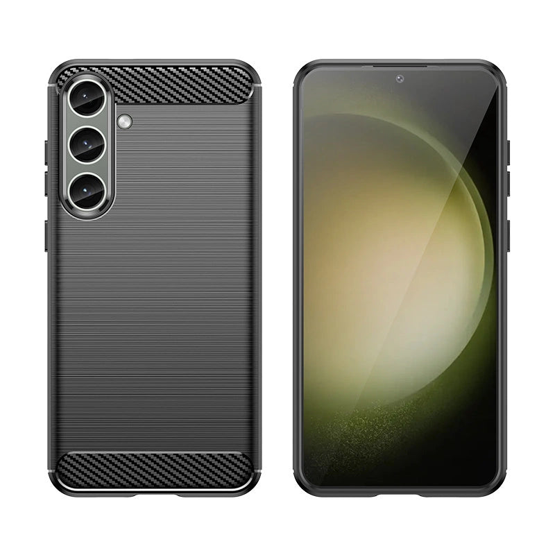 Case for Carbon Case Samsung Galaxy S24+ fleksibelt silikon carbon cover - sort