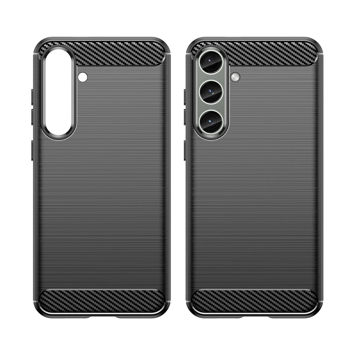 Case for Carbon Case Samsung Galaxy S24+ fleksibelt silikon carbon cover - sort