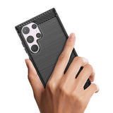 Carbon Case til Samsung Galaxy S24 Ultra Fleksibel Silicone Carbon Cover - sort