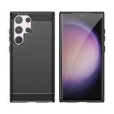 Carbon Case til Samsung Galaxy S24 Ultra Fleksibel Silicone Carbon Cover - sort