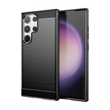Carbon Case til Samsung Galaxy S24 Ultra Fleksibel Silicone Carbon Cover - sort
