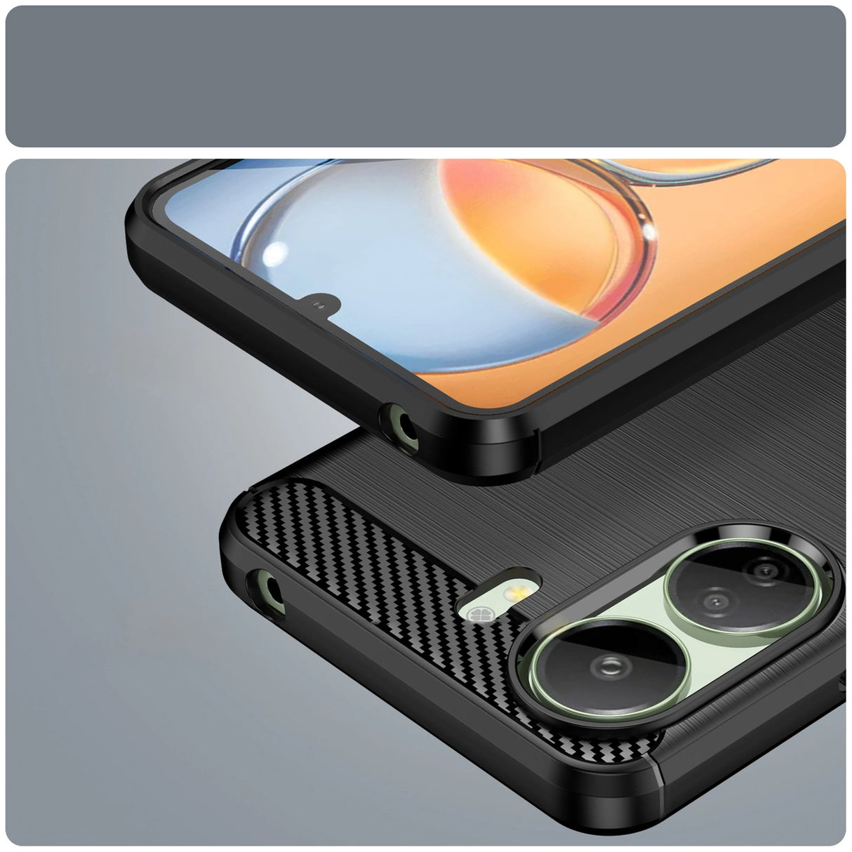 Carbon Case til Xiaomi Redmi 13c Fleksibel silikon Carbon Cover - sort