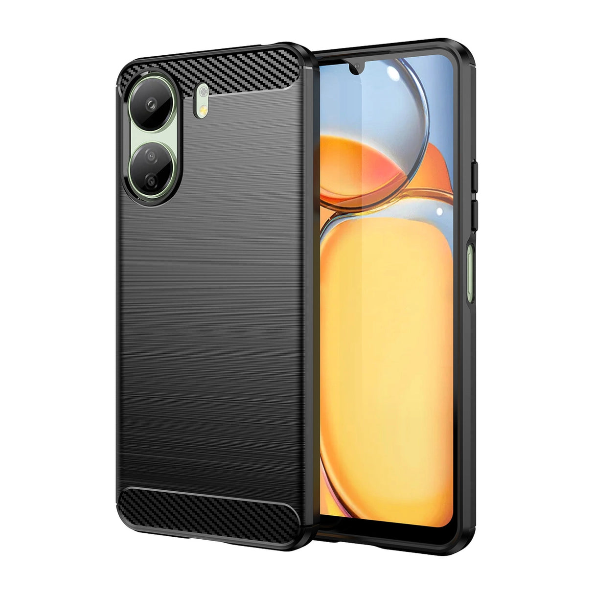 Carbon Case til Xiaomi Redmi 13c Fleksibel silikon Carbon Cover - sort