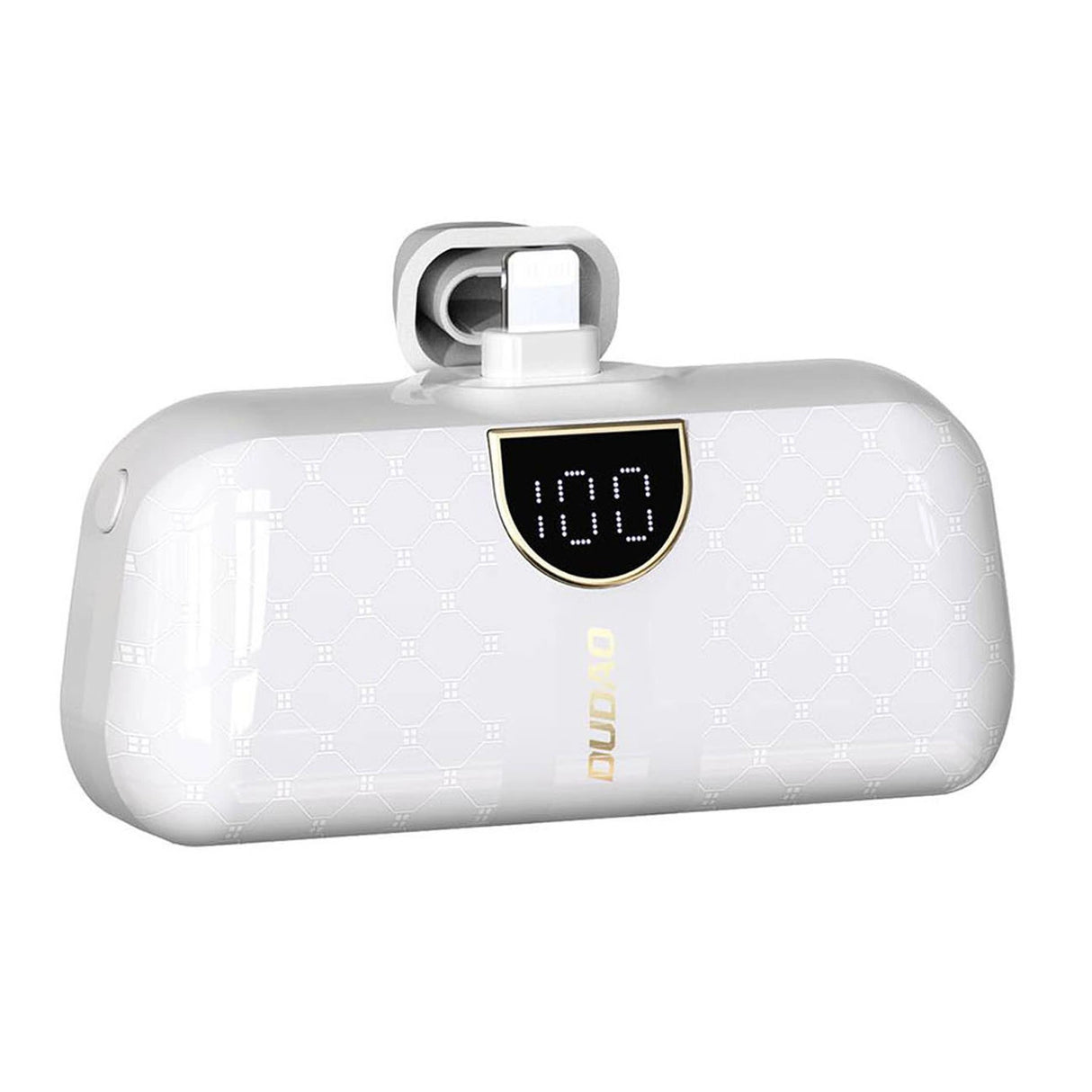 Dudao K20SL 5000mAh mini powerbank med Lightning / USB-C-kontakter - hvid