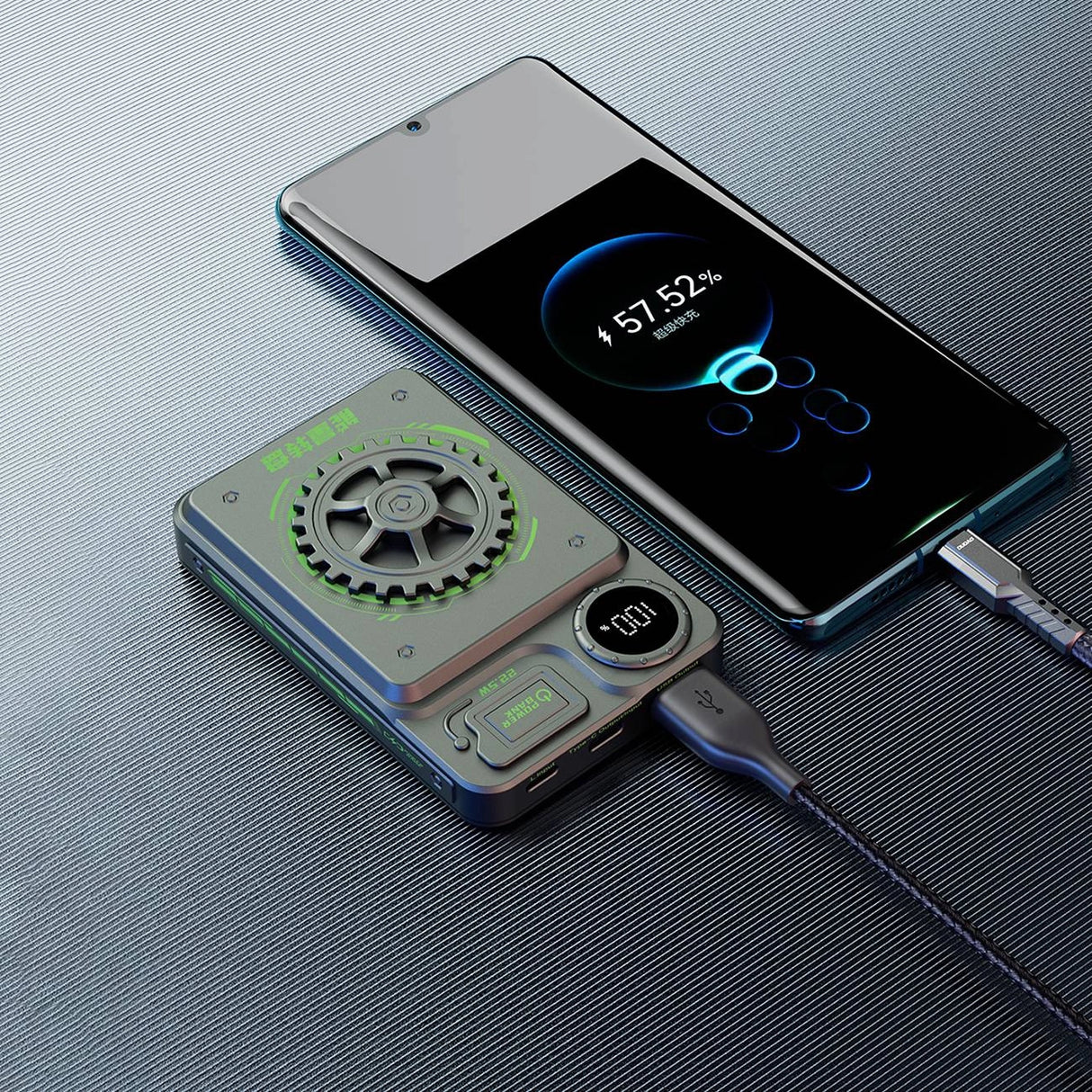 Dudao K24 10000mAh 22.5W USB-A / USB-C powerbank med display - grå