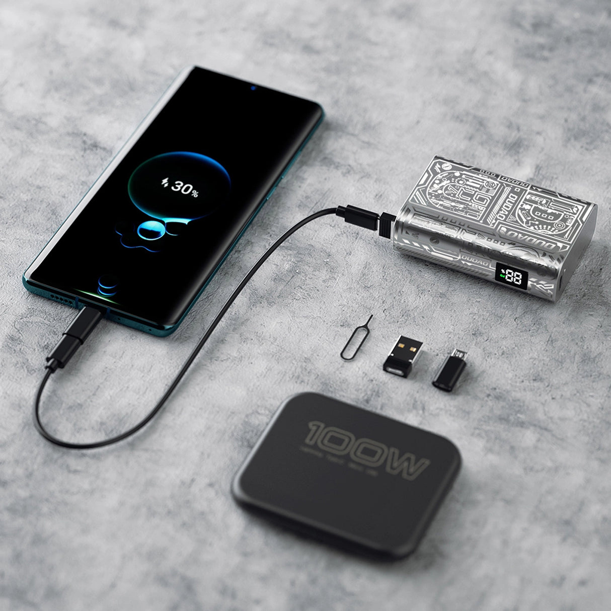 Dudao K20 USB-A / USB-C Powerbank 10000mAh 22,5W - sølv