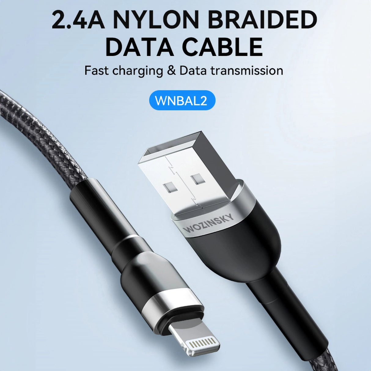 Wozinsky WNBAL2 USB-A / Lightning 2.4A kabel 2 m - sort