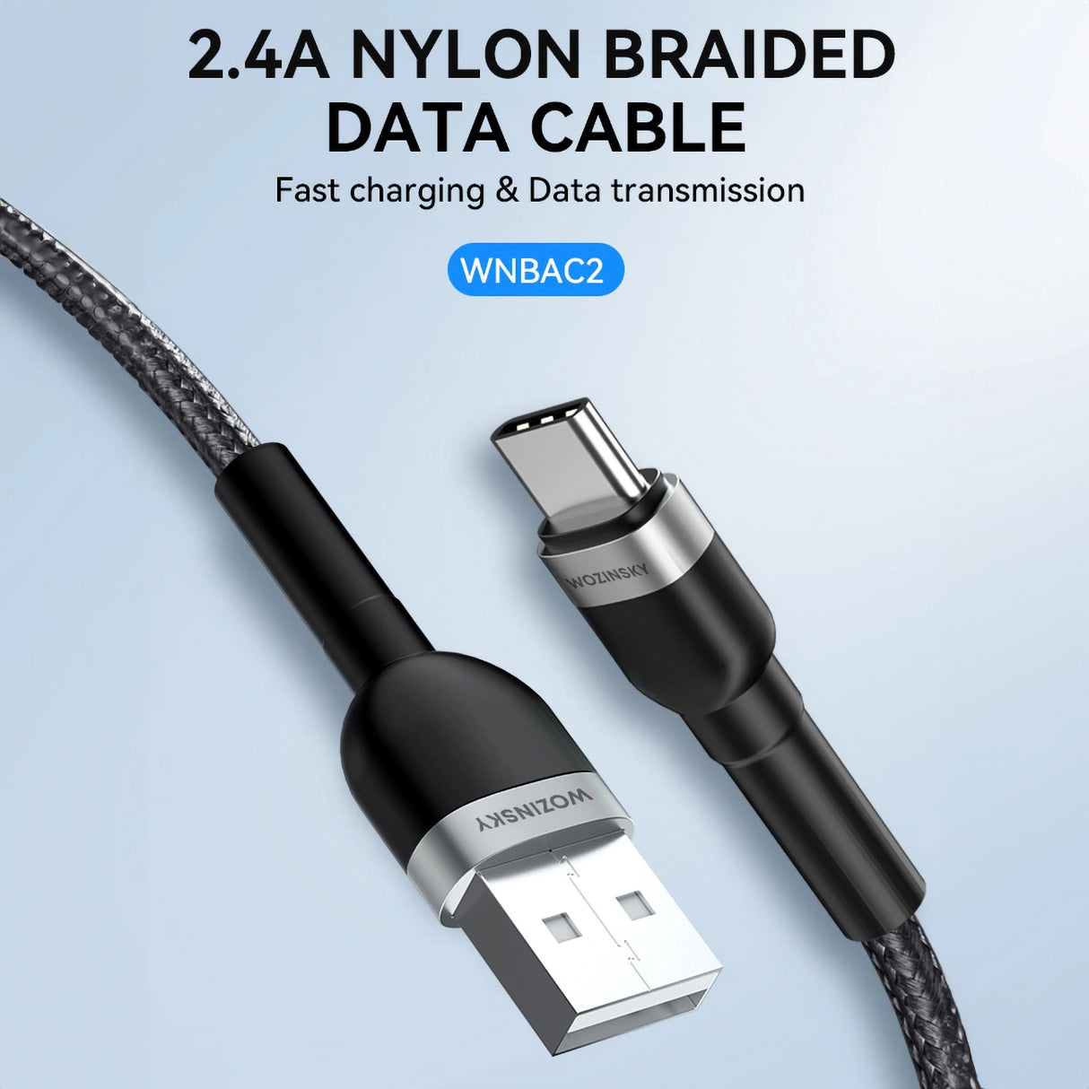 Wozinsky WNBAC2 USB-A / USB-C 2.4A kabel 2 m - sort