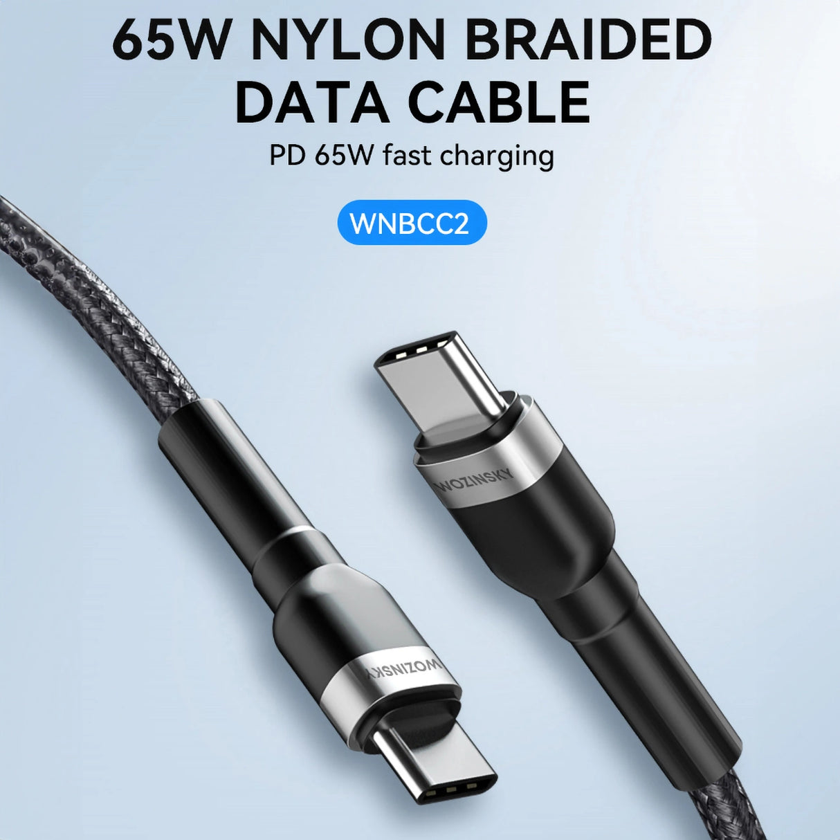 Wozinsky WNBCC2 USB-C / USB-C PD 65W kabel 2 m - sort