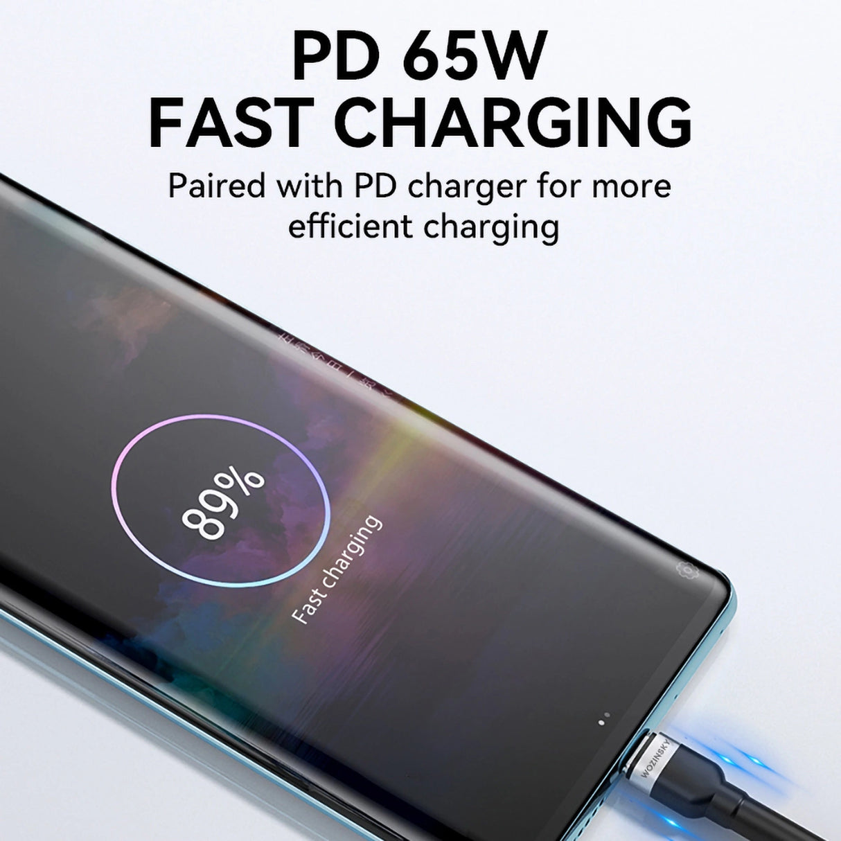 Wozinsky WNBCC2 USB-C / USB-C PD 65W kabel 2 m - sort