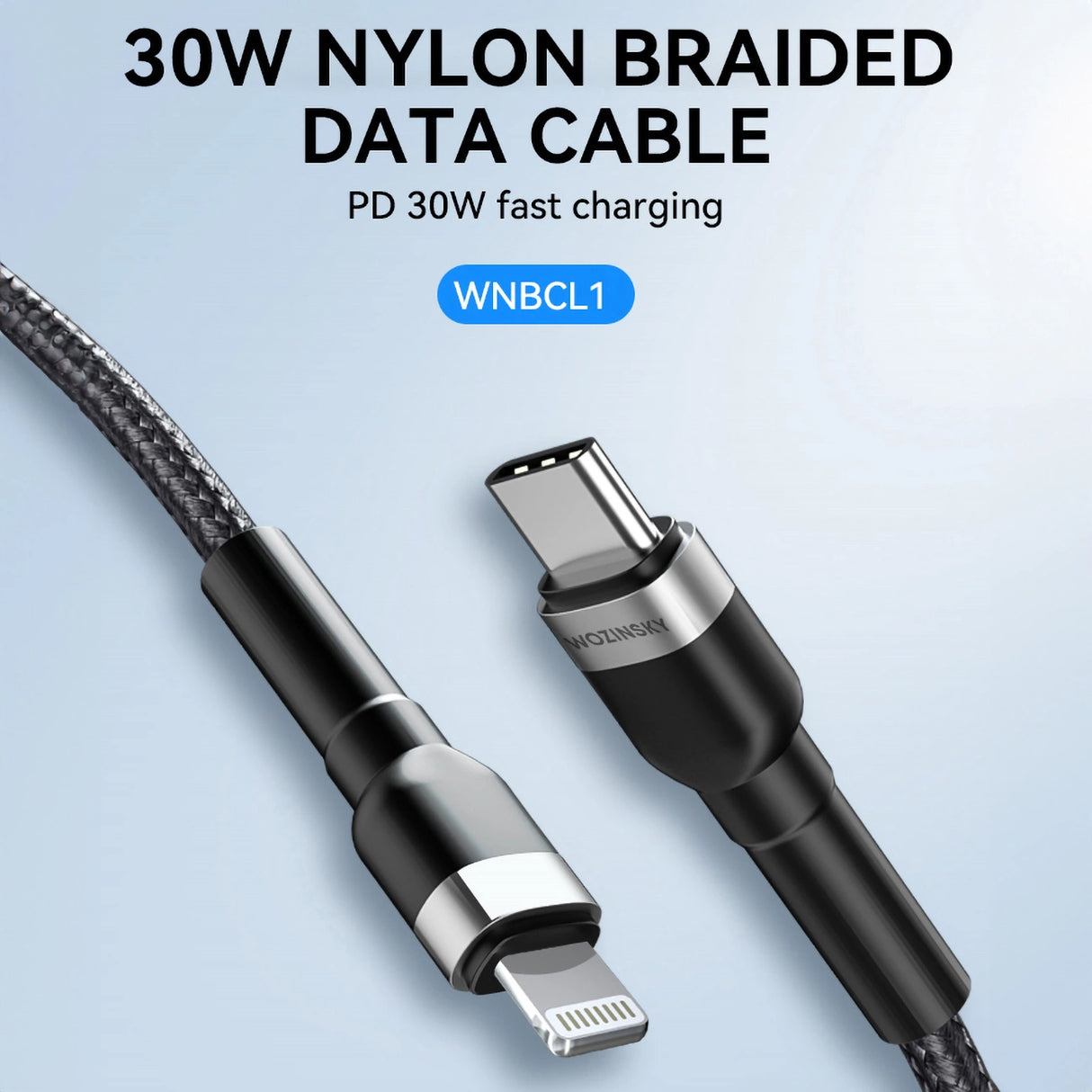 Wozinsky WNBCL1 Lightning / USB-C PD 30W kabel 1 m - sort