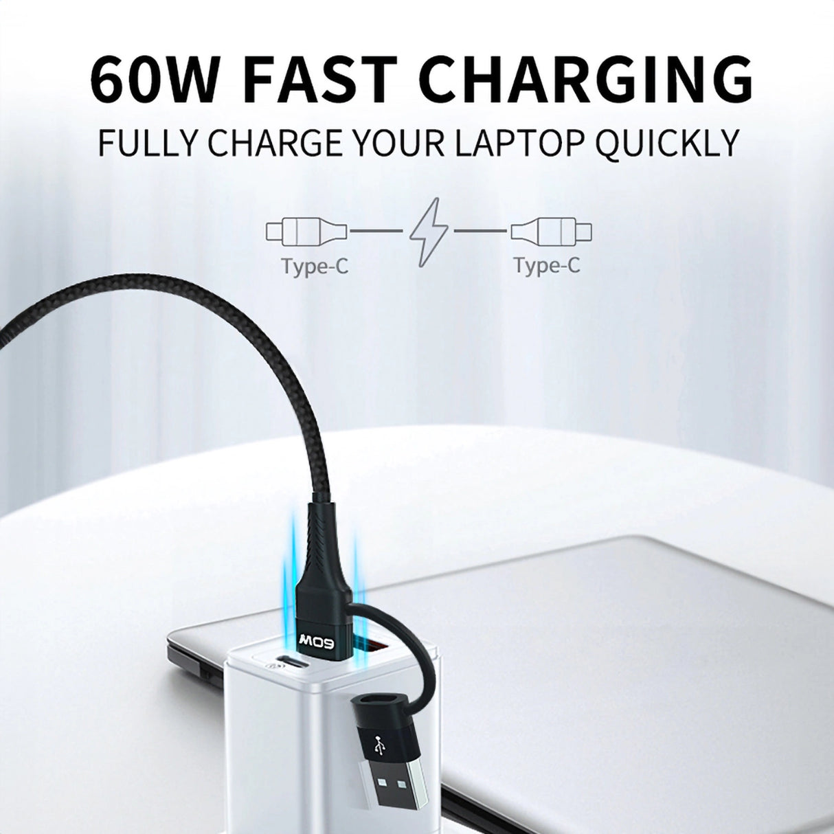 Wozinsky WNBAA 4in1 kabel 2x USB-C 1x USB-A 1x Lightning 60W 1 m - sort