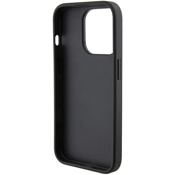 Ferrari Grip Stand Metal Logo-kasse til iPhone 15 Pro - sort