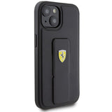 Ferrari Grip Stand Metal Logo-foder til iPhone 15 - sort