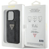 Guess Grip Stand 4G Triangle Strass fodtøj til iPhone 15 Pro - sort