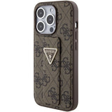 Guess Grip Stand 4G Triangle Strass case til iPhone 15 Pro - brun
