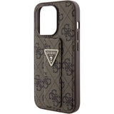 Guess Grip Stand 4G Triangle Strass case til iPhone 15 Pro - brun