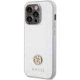 Guess Strass Metal Logo-hylster til iPhone 15 Pro - sølv