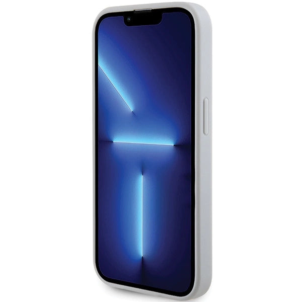 Guess Strass Metal Logo-hylster til iPhone 15 Pro - sølv