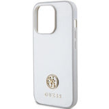 Guess Strass Metal Logo-hylster til iPhone 15 Pro - sølv