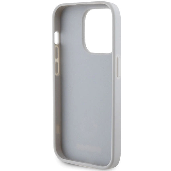 Guess Strass Metal Logo-hylster til iPhone 15 Pro - sølv