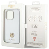 Guess Strass Metal Logo-hylster til iPhone 15 Pro - sølv