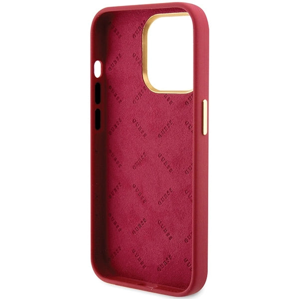 Guess Silicone Script Metal Logo & Frame Case til iPhone 15 Pro - rød