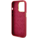 Guess Silicone Script Metal Logo & Frame Case til iPhone 15 Pro - rød