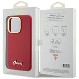 Guess Silicone Script Metal Logo & Frame Case til iPhone 15 Pro - rød
