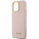 Guess Silicone Script Metal Logo & Frame case til iPhone 15 Pro - pink