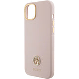 Guess Silicone Logo Strass 4G-hylster til iPhone 15 - lyserød