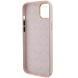 Guess Silicone Logo Strass 4G-hylster til iPhone 15 - lyserød