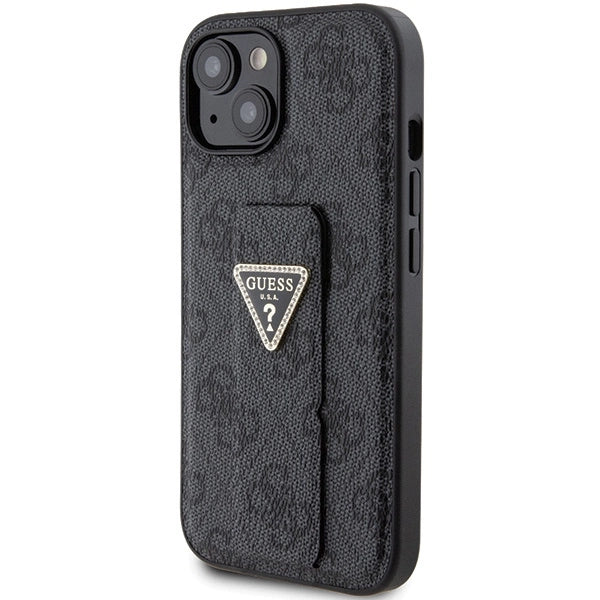 Guess Grip Stand 4G Triangle Strass fodtøj til iPhone 15 - sort