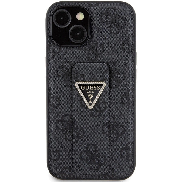 Guess Grip Stand 4G Triangle Strass fodtøj til iPhone 15 - sort