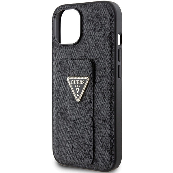 Guess Grip Stand 4G Triangle Strass fodtøj til iPhone 15 - sort