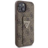 Guess Grip Stand 4G Triangle Strass fodtøj til iPhone 15 - brun