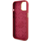 Guess Silicone Script Metal Logo & Frame Case til iPhone 15 - rød