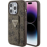 Guess Grip Stand 4G Triangle Strass case til iPhone 15 Pro Max - brun
