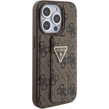 Guess Grip Stand 4G Triangle Strass case til iPhone 15 Pro Max - brun