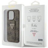 Guess Grip Stand 4G Triangle Strass case til iPhone 15 Pro Max - brun