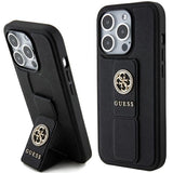 Guess Grip Stand 4G Saffiano Strass fodtøj til iPhone 15 Pro Max - sort