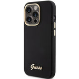 Guess Silicone Script Metal Logo & Frame iPhone 15 Pro Max Case - sort