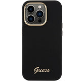Guess Silicone Script Metal Logo & Frame iPhone 15 Pro Max Case - sort