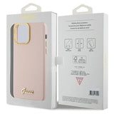 Guess Silicone Script Metal Logo & Frame Case til iPhone 15 Pro Max - pink