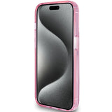Guess Ring Stand Script Glitter MagSafe-hylster til iPhone 15 Pro - pink