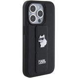 Karl Lagerfeld Gripstand Saffiano Choupette Pins case for iPhone 15 Pro - black