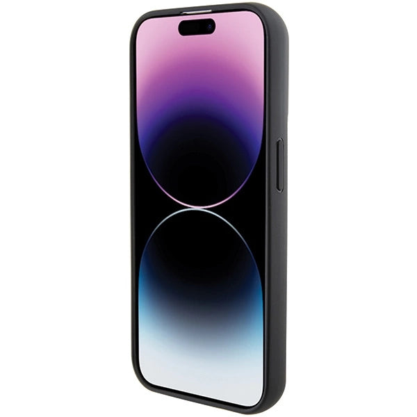 Karl Lagerfeld Gripstand Saffiano Choupette Pins case for iPhone 15 Pro - black