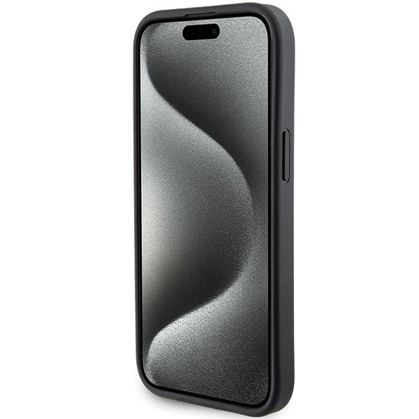 Karl Lagerfeld Gripstand Saffiano Choupette Pins case for iPhone 15 - black