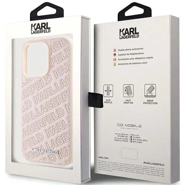 Karl Lagerfeld Quilted K Pattern case for iPhone 15 Pro Max - pink