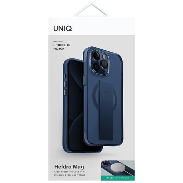 Uniq Heldro Mag Magclick Opladningsfoder til iPhone 15 Pro Max - blå